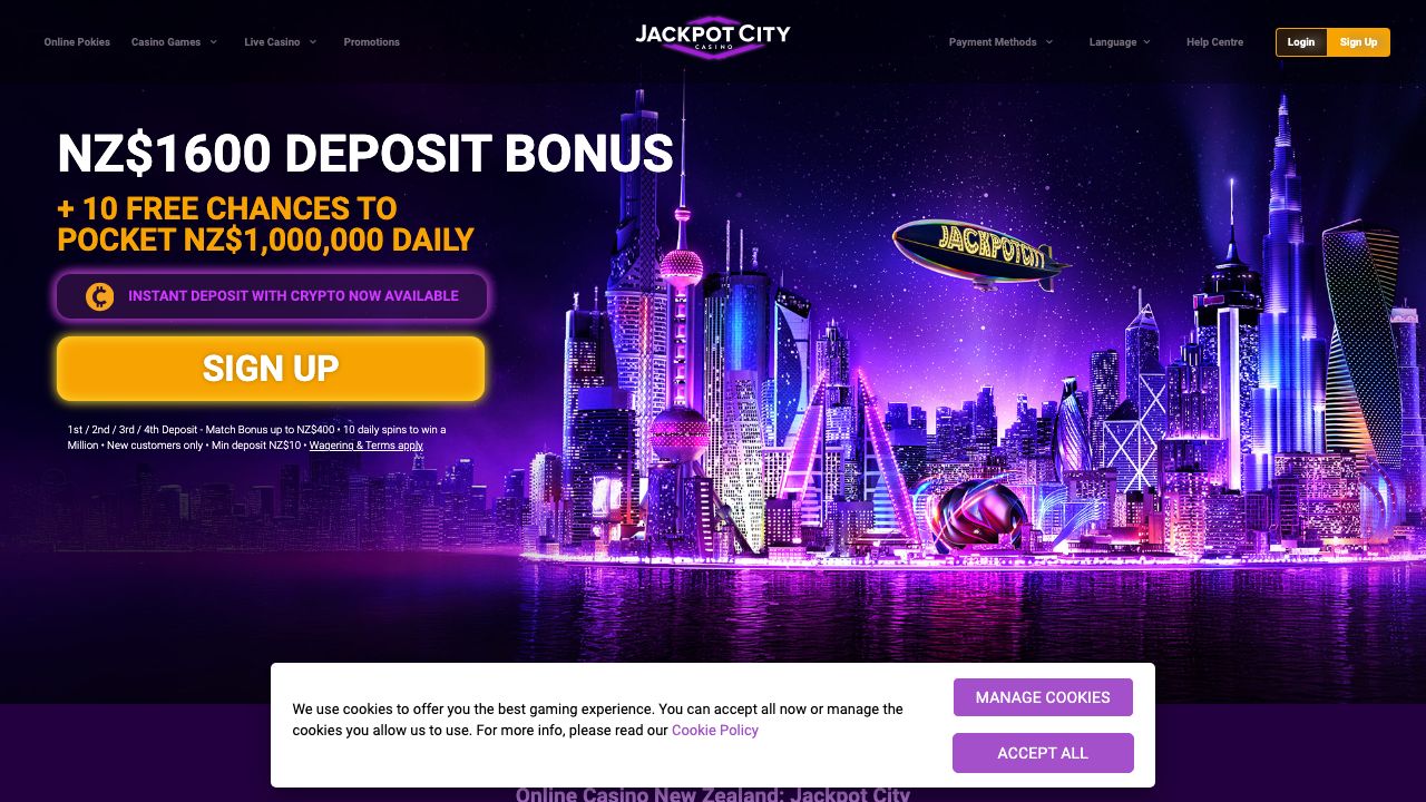 Jackpot City Casino homepage preview